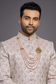 Picture of Spectacular Pastel Pink Colored Designer Readymade Sherwani