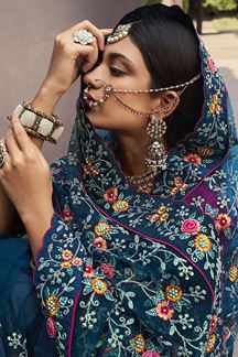 Picture of Magnificent Blue Colored Designer Saree
