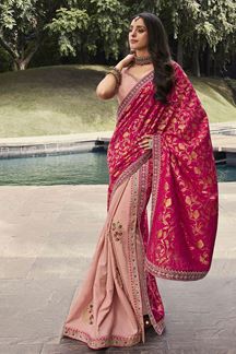 Picture of Spectacular Dark and Light Pink Colored Designer Saree