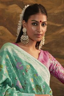 Picture of Captivating Sea Green Colored Designer Saree