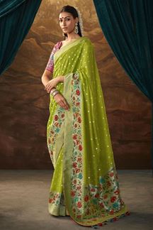 Picture of Smashing Light Green Colored Designer Saree