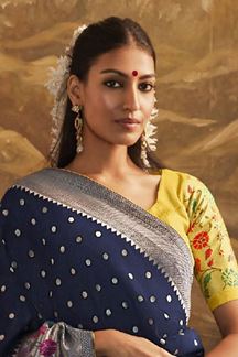 Picture of Splendid Navy Blue Colored Designer Saree