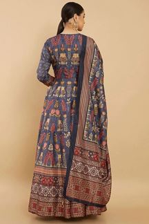 Picture of Stylish Blue Colored Designer Readymade Anarkali Suit