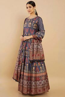 Picture of Stylish Blue Colored Designer Readymade Anarkali Suit