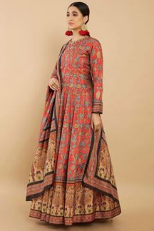 Picture of Flamboyant Red Colored Designer Readymade Anarkali Suit