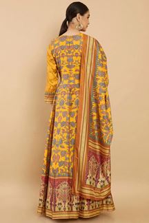 Picture of Vibrant Yellow Colored Designer Readymade Anarkali Suit