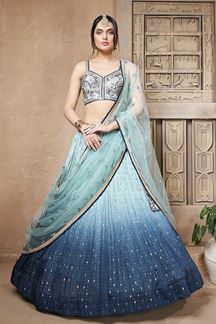 Picture of Spectacular Blue Shaded Colored Designer Lehenga Choli