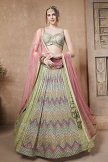 Picture of Bollywood Pista Green Colored Designer Lehenga Choli