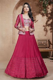Picture of Divine Pink and Multi Colored Designer Lehenga Choli