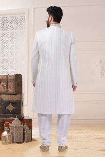 Picture of Dashing White Colored Designer Readymade Sherwani