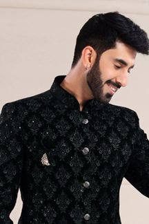 Picture of Marvelous Black Colored Designer Jodhpuri