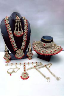 Picture of Stylish Red Colored Designer Necklace Set
