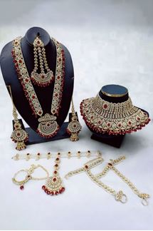 Picture of Flamboyant Maroon Colored Designer Necklace Set