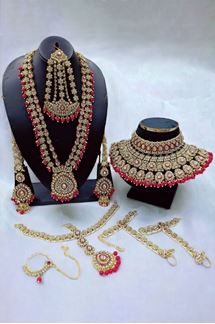 Picture of Impressive Pink Colored Designer Necklace Set