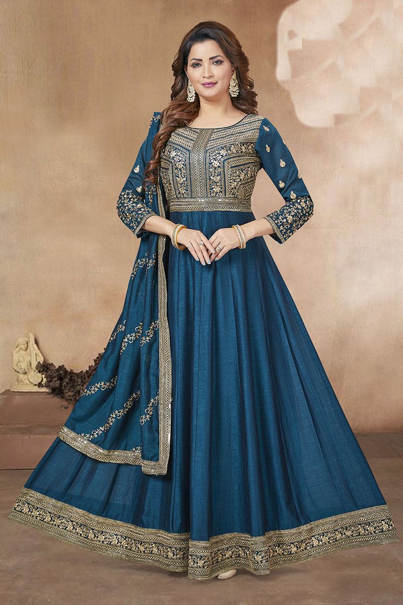 Ashirwad Royal Blue Color Women's Wear Georgette With Embroidery Work Anarkali  Suit | Designer anarkali dresses, Designer anarkali suits, Anarkali dress