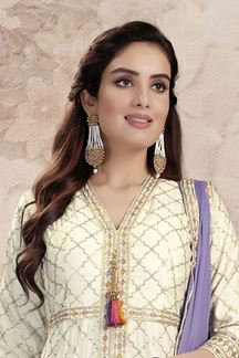 Picture of Bollywood Cream Colored Designer Readymade Salwar Suit