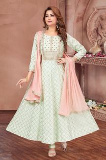 Picture of Creative Sea Green Colored Designer Readymade Salwar Suit