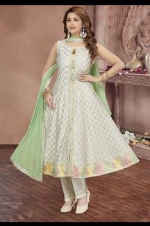 Picture of Smashing Cream Colored Designer Readymade Salwar Suit