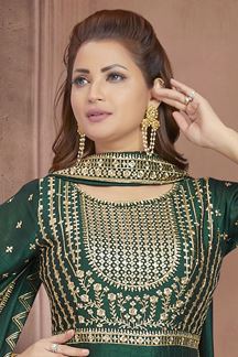 Picture of Charismatic Dark Green Colored Designer Readymade Anarkali Suit