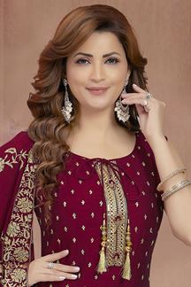 Picture of Smashing Maroon Colored Designer Readymade Salwar Suit