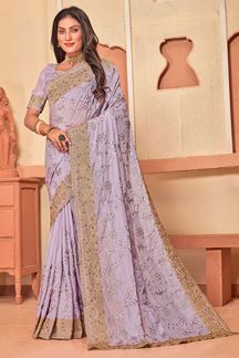 Picture of Appealing Lavender Colored Designer Saree