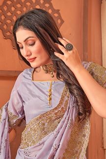 Picture of Appealing Lavender Colored Designer Saree