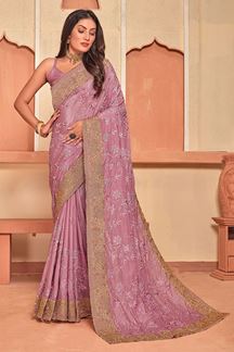 Picture of Breathtaking Dusty Pink Colored Designer Saree
