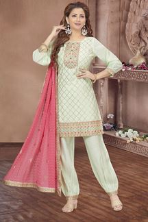 Picture of Striking Pista Green Colored Designer Readymade Salwar Suit