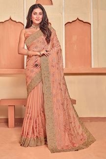 Picture of Marvelous Dusty Peach Colored Designer Saree