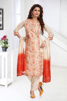 Picture of Magnificent Orange and Cream Colored Designer Suit