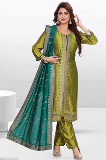 Picture of Stunning Green Colored Designer Suit