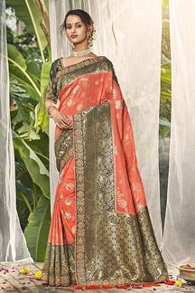 Picture of Gorgeous Peach Colored Designer Saree