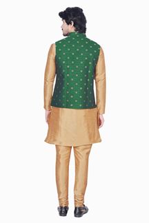 Picture of Magnificent Chiku Colored Designer Readymade Kurta, Payjama with Jacket Sets