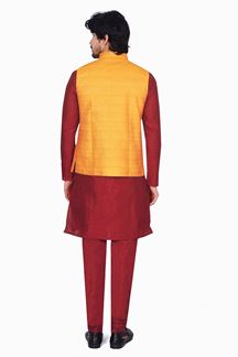 Picture of Classy Maroon Colored Designer Readymade Kurta, Payjama with Jacket Sets