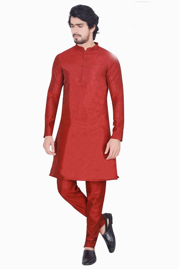 Picture of Exuberant Maroon Colored Designer Readymade Kurta, Payjama Sets