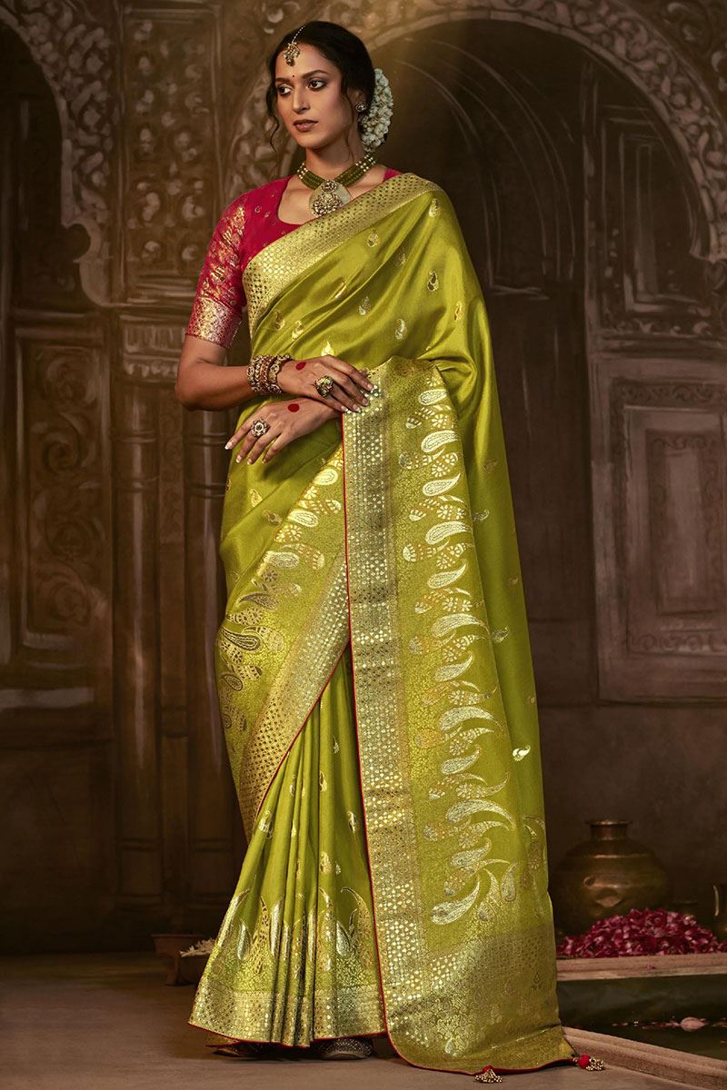 SF-Parrot Green Soft Lichi Silk saree - New In - Indian