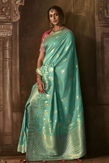 Picture of Alluring Rama Colored Designer Saree