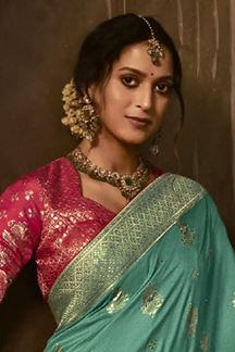Picture of Alluring Rama Colored Designer Saree