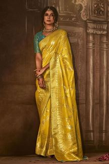 Picture of Trendy Yellow Colored Designer Saree