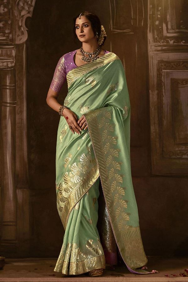 Picture of Marvelous Pista Green Colored Designer Saree