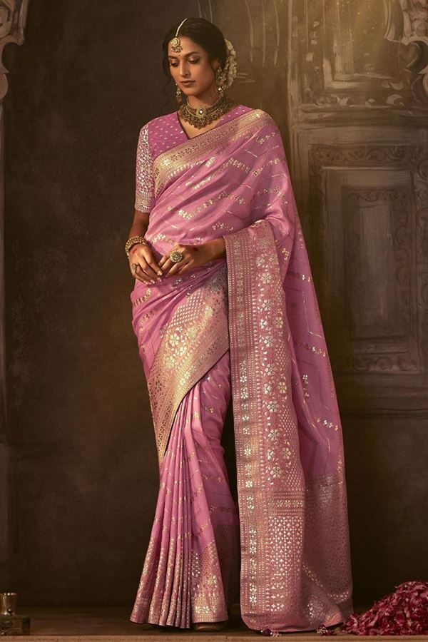 Picture of Glamorous Pink Colored Designer Saree