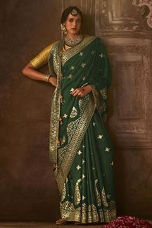 Picture of Aesthetic Green Colored Designer Saree