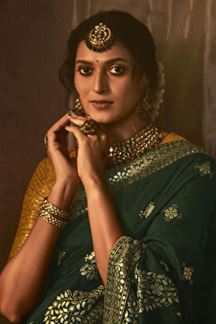 Picture of Aesthetic Green Colored Designer Saree