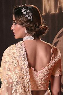 Picture of Breathtaking Peach Colored Designer Saree