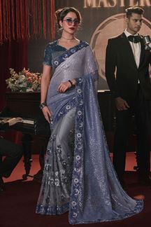Picture of Appealing Shaded Blue Colored Designer Saree