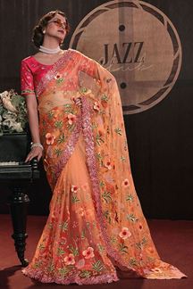 Picture of Alluring Orange Colored Designer Saree