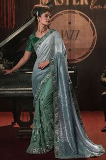 Picture of Charming Shaded Green Colored Designer Saree