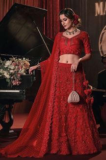 Picture of Creative Red Green Colored Designer Lehenga Choli