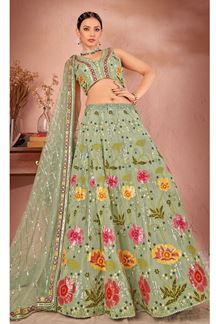 Picture of Glamorous Pista Green Colored Designer Lehenga Choli