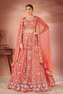 Picture of Aesthetic Dusty Peach Colored Designer Lehenga Choli